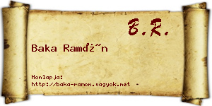 Baka Ramón névjegykártya